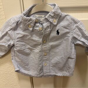 Ralph Lauren baby White and Blue Striped Button Down Shirt